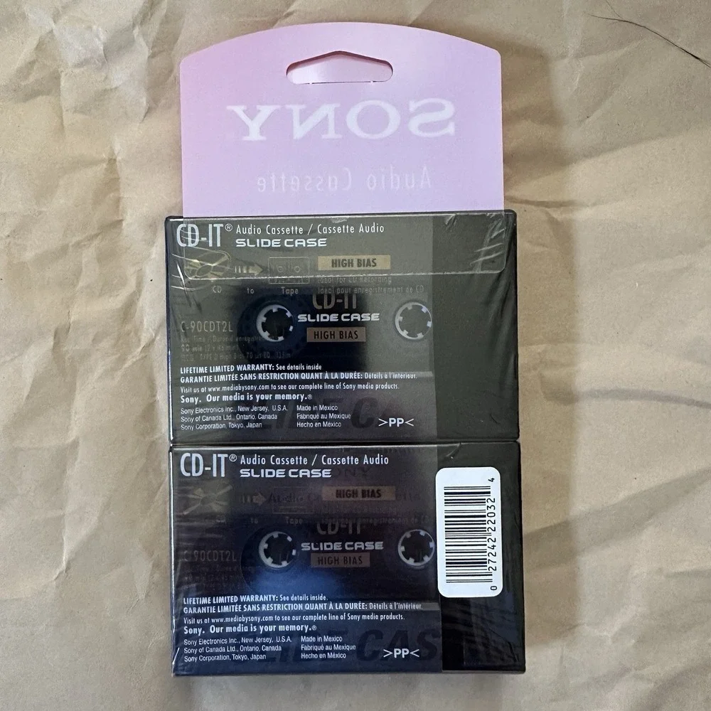 2 Pack Sony CD-IT High Bias 90 min Type II Audio Cassette Tape New Sealed